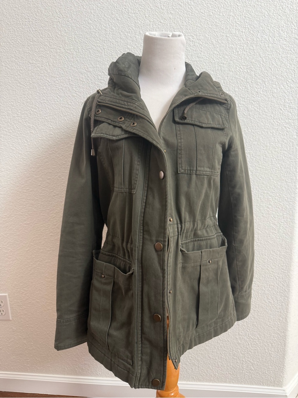 Lucky Brand Olive Green Utility Jacket with Hood
